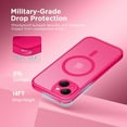 thumbnail image 5 of Magnetic for iPhone 14 Case, [Compatible with MagSafe] [Full Camera Protection] [14FT Drop Protection] Shockproof Protective Slim Translucent Matte Phone Case for iPhone 14, Hot Pink, 5 of 15
