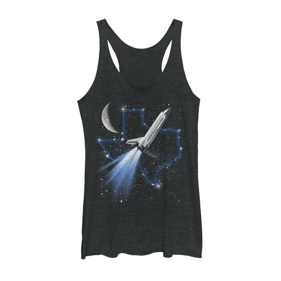 Women's Lost Gods Texas Space Exploration  Racerback Tank Top Black Heather 2X Large