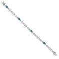 thumbnail image 3 of Gem Stone King 925 Sterling Silver London Blue Topaz and White Moissanite and Lab Grown Diamond Bracelet for Women | 4.41 Cttw | Gemstone November Birthstone | Oval 6X4MM | Length 7.25 inches, 3 of 7