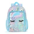 thumbnail image 3 of Schoolyard Vibes Unicorn Girls 17" Sequin Stationary Kids Backpack Set, Blue, 3 of 9