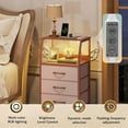 thumbnail image 4 of 4 Drawer Dresser for Bedroom, 37" H Nightstand with Charging Station and Led Light, Tall Night Stand Bed Side Table, End Table with USB Ports and Outlets, Fabric Bins, Wood Shelf, Pink, 4 of 14