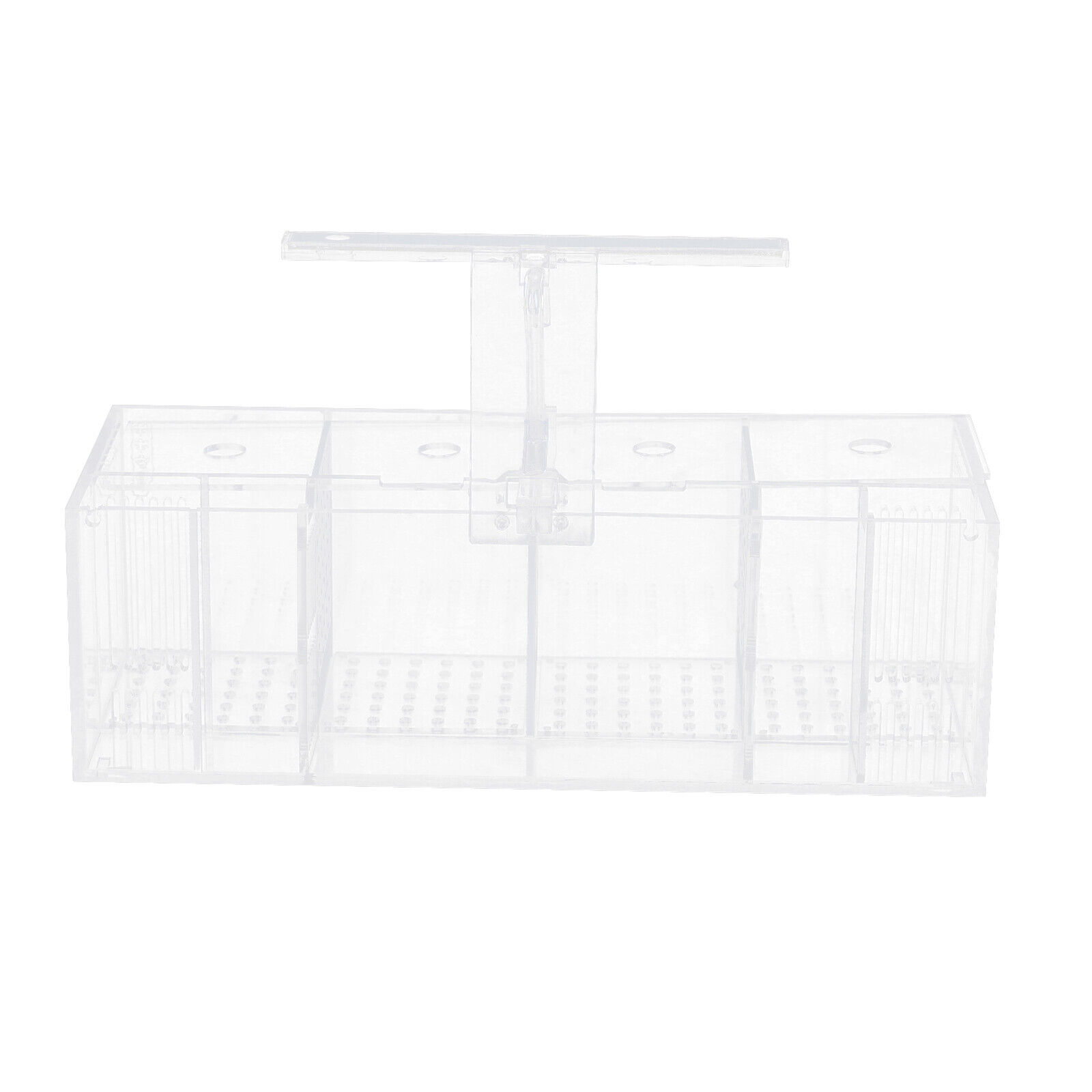 Miumaeov Acrylic Aquarium Tank Betta Fish Tank Transparent 4 Grid Fishes Tank with LED Lights