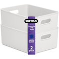 thumbnail image 1 of Decorative Plastic Open Home Storage Bins Organizer Baskets, Large White (2 Pack) Container Boxes for Organizing Closet Shelves Drawer Shelf - Ribbed Collection 15 Liter/16 Quart, 1 of 6