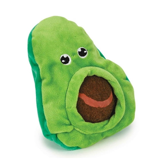 Dog Toys Fun Multi Sensory Interactive Perky Produce Crinkle Fabric Squeak Balls (Avocado (Mini))
