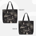 thumbnail image 2 of Honeii Monochrome Mushroom Artwork Print Tote Bag, Reusable Grocery Shopping Bag,Shoulder Bag with Inner Pocket, 2 of 7