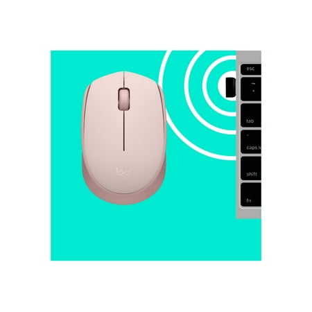 Logitech M170 Mouse - Optical - Wireless - Radio Frequency - 2.40 GHz - Rose - USB - Symmetrical 910-006862