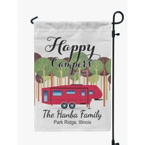 Printtoo White Happy Campers Big Travel Trailer CampingFlagCustom Personalized Camping Flags For Campers Double Sided CampsiteFlag