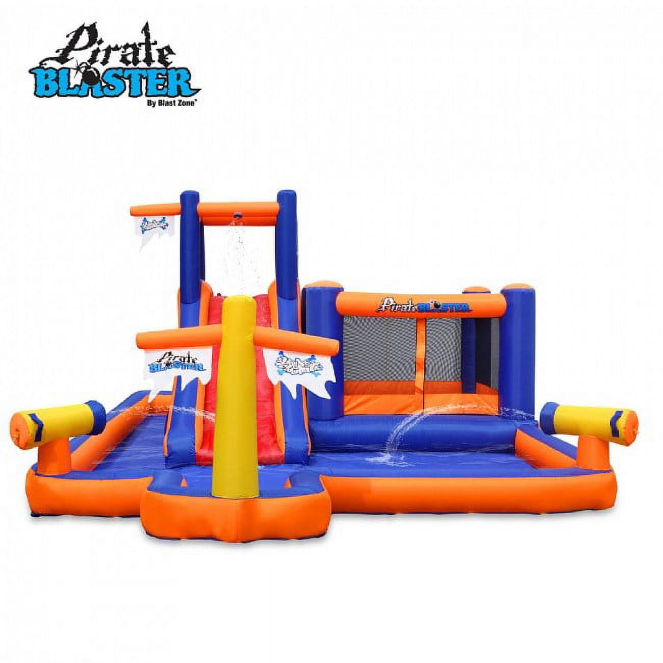 Blast zone pirate bay inflatable store combo bounce and slide water park