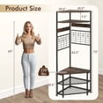 thumbnail image 3 of Gymax 5-Tier Corner Hall Tree w/ Shoe Storage Bench 12 Metal Hooks for Living Room Brown, 3 of 10