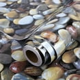 thumbnail image 1 of 1 Roll, Self-Adhesive Cobblestone Glossy Contact Paper, Removable Waterproof Vinyl Oil-Resistant High Temperature Resistant Wall Stickers, Peel And Stick Wallpaper, For Kitchen Living Room Bathroom B, 1 of 4