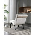 thumbnail image 4 of Silla / silla de ocio de la sala de estar sin acento de terciopelo moderno, silla cómoda de botón de tela tapizada con piernas de madera para el dormitorio, 4 of 5
