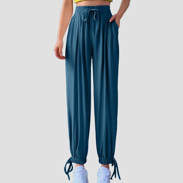 WILLBEST Pantalones Casuales para Mujer, Cómodos, Holgados, para Uso Diario, Actividades al Aire Libre, Suaves, Transpirables, con Cintura Elástica, Largos, para Primavera, Verano y Otoño. Chica