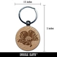 thumbnail image 2 of Pretty Poppy Flower Round Keychain Charm Tag - Engraved Wood, 2 of 6