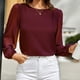thumbnail image 4 of Tops para mujer Camisas Blusas Elegantes Camisas casuales de manga larga Moda Cómoda Blusa de cuello redondo de color sólido Odeerbi ODB-5, 4 of 7