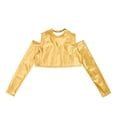 thumbnail image 3 of Alvivi Girls Shiny Metallic Dance Crop Top Long Sleeve Tank Top for Jazz Hip Hop Dancing Performance Gold 4, 3 of 5