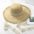 thumbnail image 3 of HJYCHN Summer Women's Wide Brim Raffia Sun Hat Adjustable Chin Strap For Beach Sun Beige One Size, 3 of 3