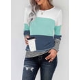 thumbnail image 4 of Asyoly Women Striped Color Block Sweaters Long Sleeve Crewneck Casual Patchwork Waffle Knit Pullover Sweatshirts Tops, 4 of 4