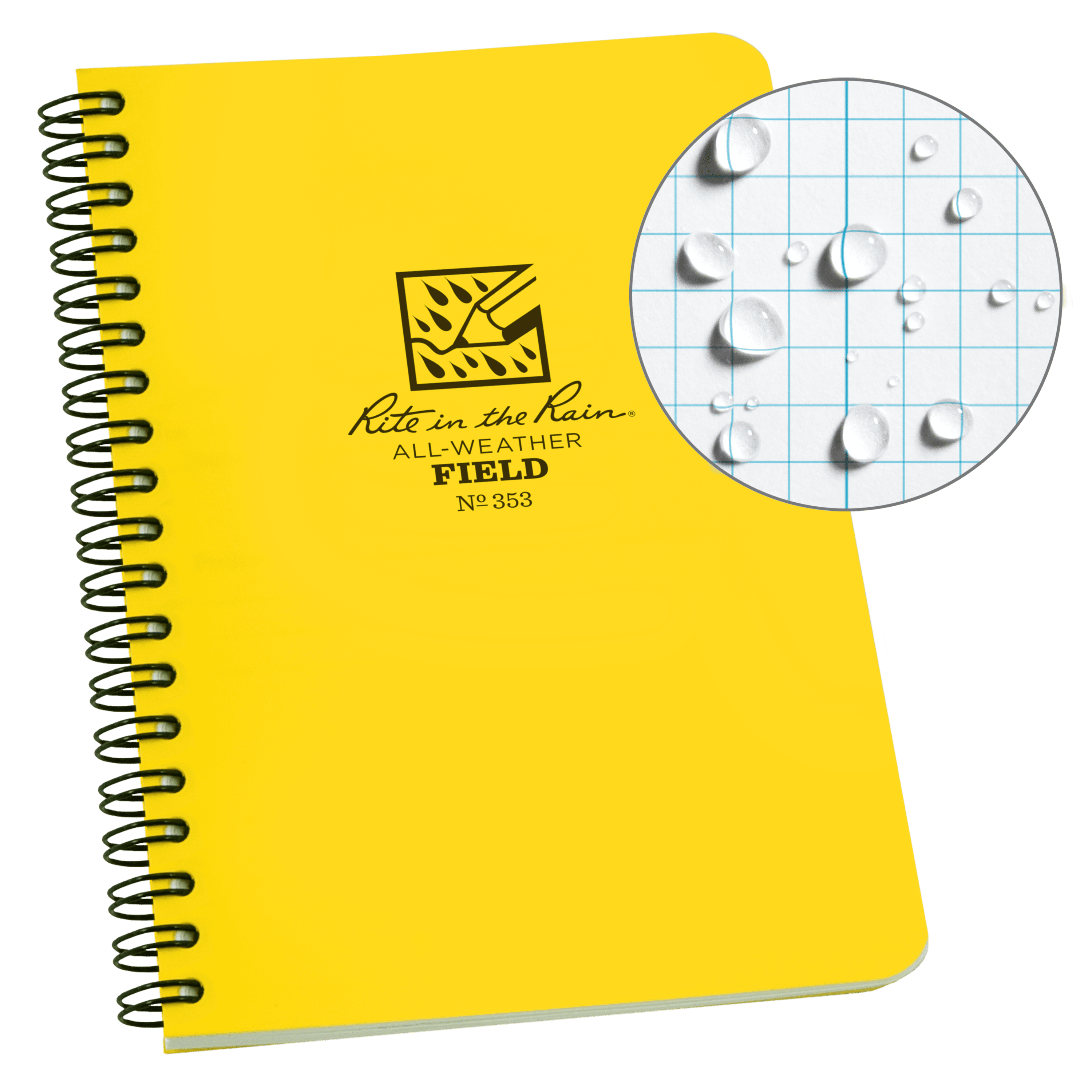 Rite in the Rain Weatherproof Side-Spiral Notebook Yellow Cover No. 373-MX Universal Page Pattern 8 1/2 x 11 
