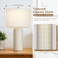 thumbnail image 5 of 23 Inch Ceramic Table Lamp Set of 2, Modern Farmhouse White Bedside Lamps for Living Room Bedroom Office Decor, Adjustable Lighting with Drum Fabric Shade for Reading and Gifting, 5 of 11