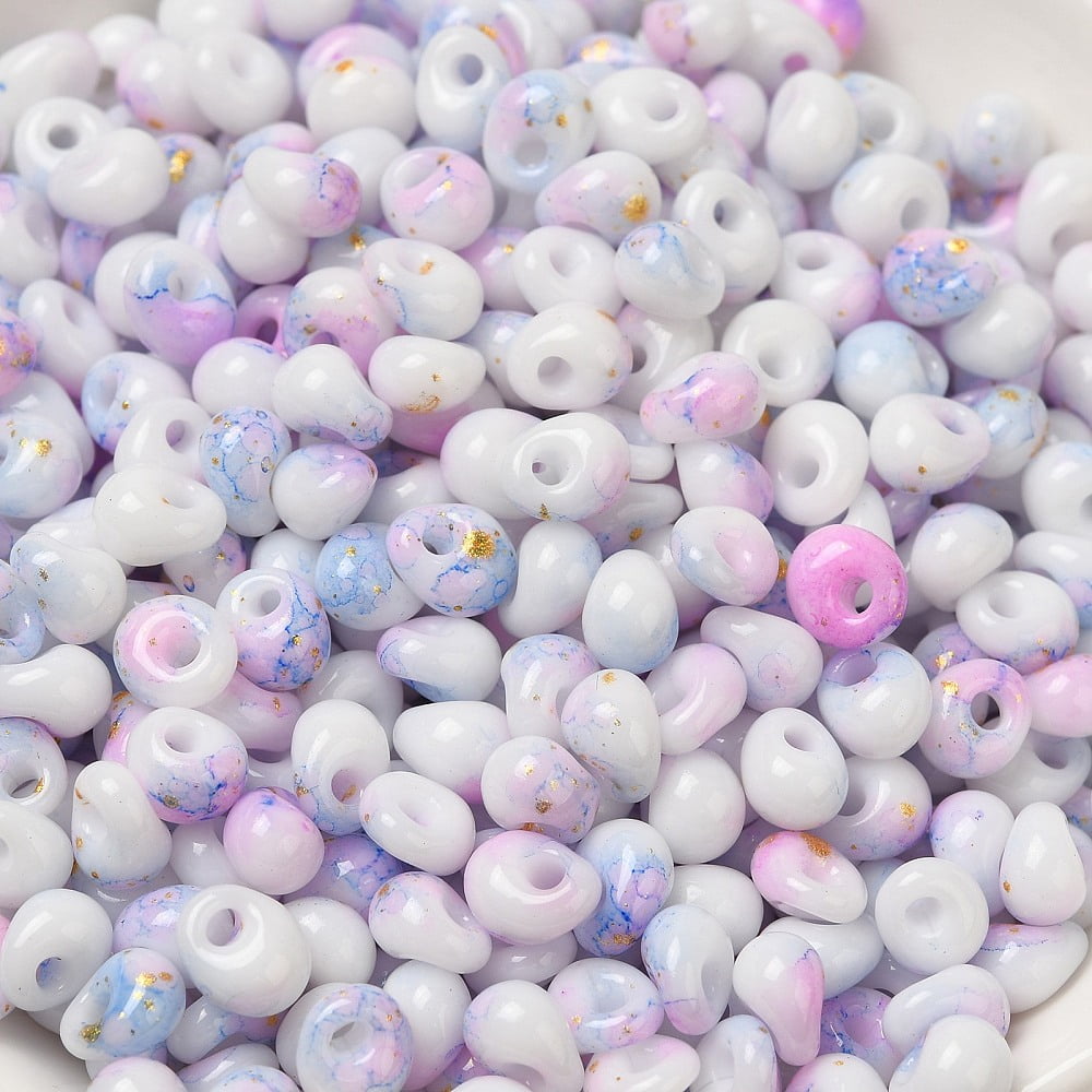 1Pound Baking Paint Glass Seed Beads Round Hole Teardrop Violet 5~5.5x4~5x3~3.5mm Hole: 1.2mm 2500pcs/pound