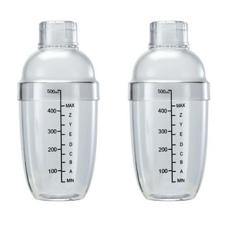 FEOOWV Plastic Cocktail Shaker,Drink Mixer Hand Shaker Cup with  Scales,Transparent (17 oz / 500cc)