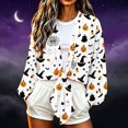 thumbnail image 2 of Gamivast Tie Front Cardigan for Women Long Lantern Sleeve Cropped Bolero Shrugs Print Lightweight Dress Cover Up Tops for Fall Halloween Party Casual Outerwear, 2 of 6