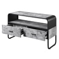 thumbnail image 3 of Grey and black TV stand 2 drawers curved edges provides storage in primary living environment, 3 of 3