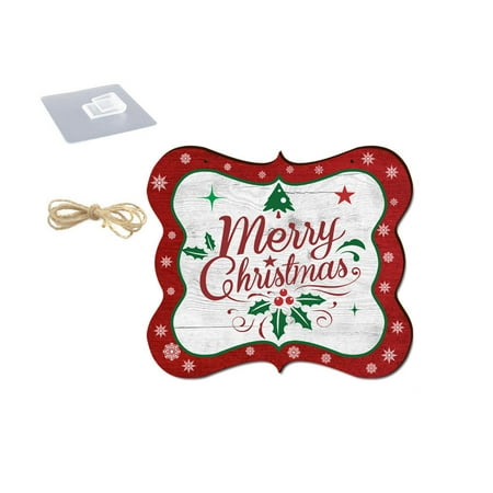 

HOTYA Merry Christmas Plaque Hangtags Pendant Rustic Wall Decor for Xmas Holiday