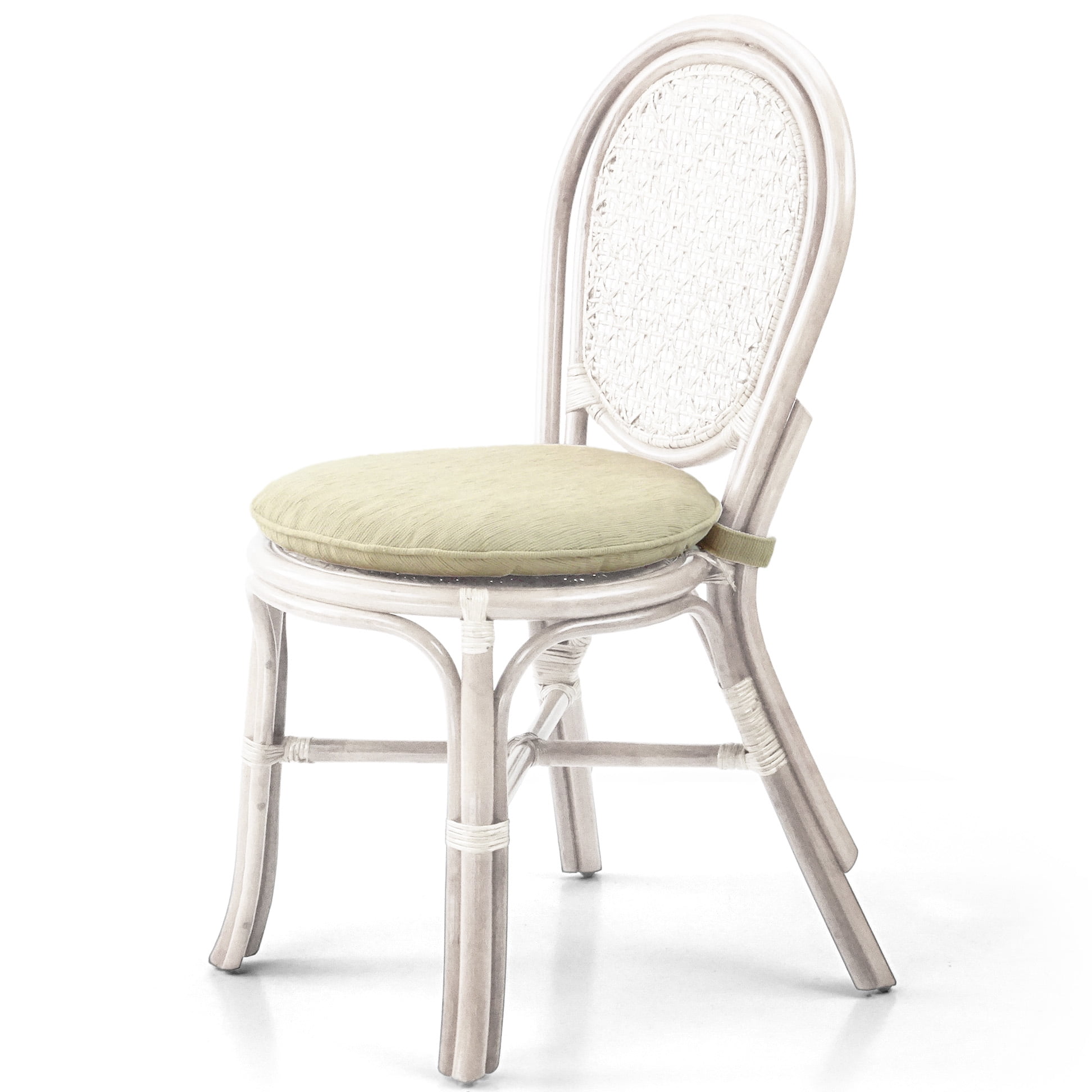 Set of 4 Denver Dining Wicker Side Chairs with Cream Cushions Handmade Rattan, White