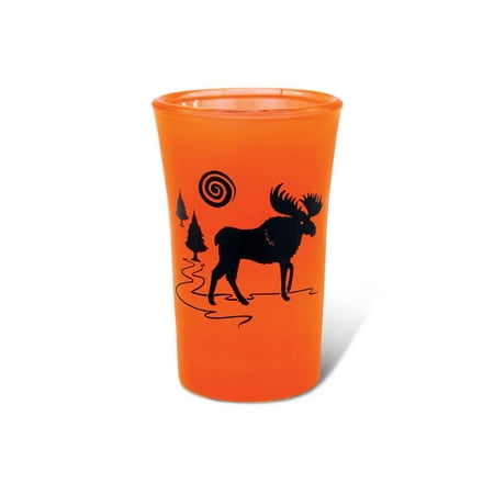 

Puzzled Neon Orange Moose Tall Shot Glass 1.28 Oz. Tequila Cocktail Whisky Vodka Unbreakable Glassware Novelty Shooter Glasses Handcrafted Drinkware Wildlife Animals Themed Home & Bar Accessory