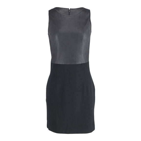 Pre-Owned Theory Leather Bodice Dress in Grey Virgin Wool