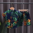 thumbnail image 5 of Dlasu Outfits Sets for Toddler Boys Hawaii Beach Tropical Print Short Sleeve Button Down Shirt and Shorts Clothing Sets, 5 of 6