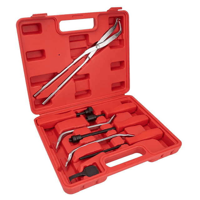 Ensemble de 8 Pcs d'Outils pour Tambour de Frein, Outil pour Tambour de Frein avec Outil à Ressort de Tambour, Pince à Ressort de Compresseur de Frein, Ensemble de Cuillères de Réglage
