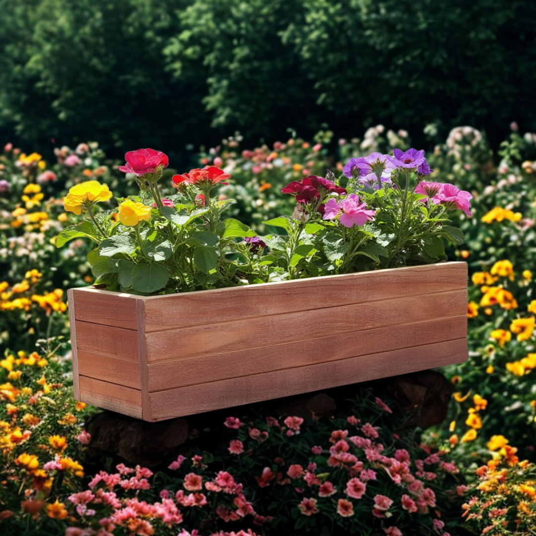 Handmade Rustic Cedar Herb Window Planter Box – Indoor/Outdoor Wooden Plant Pot (24, NeutralCedar)