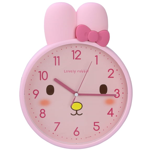 Unique Bargains 1pc Cute Bunny Face 3D Rabbit Wall Clock 13" x 10" x 1.5" Pink