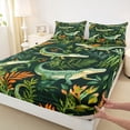 thumbnail image 3 of jejeloiu Crocodile Full Size Sheets,Wild Animal Bed Sheets,Tropical Botanical Leaves Sheet Sets For Bots Teens,Breathable Home Decor,4-Piece, 3 of 7