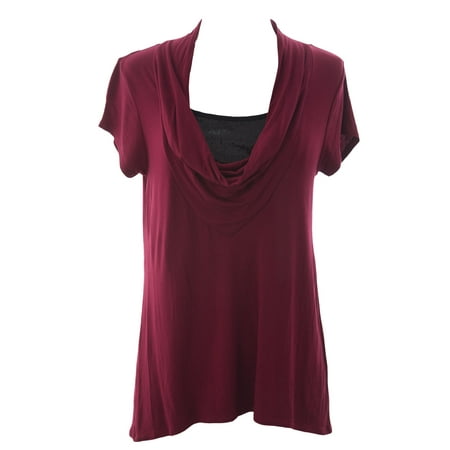 - August Silk Women's Petite Sequin Detail Cowl Neck Top