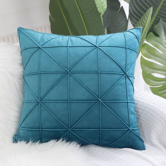 PiccoCasa 1 Pcs Velvet Throw Pillow Cover Cushion Cases Teal Blue 18"x18"