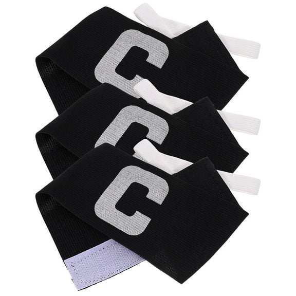 Homoyoyo 3-Pack Black Nylon Captain Armbands for Football Soccer Team Identification Training