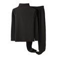 thumbnail image 4 of Women's Plus Size Fleece Loungewear Set - Long Sleeve Solid Thick Warm Pajamas & Pants - Black - L, 4 of 5