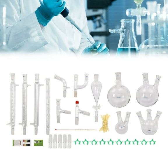32PCS, Lab Chemilcal Unit 24/40 Joints Glass Organic Chemistry Lab Glassware Kit