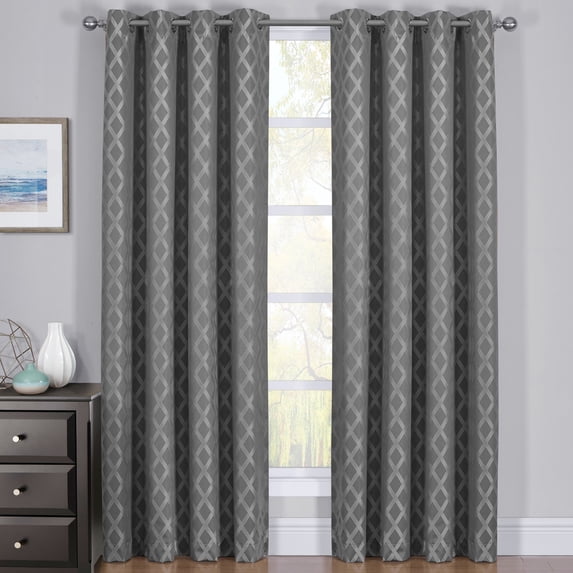 Rosaline 100% Blackout Wide Curtain Panels -Thermal Insulated (Set of 2 Panels) - 108x96 - Gray