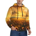 thumbnail image 2 of Pofeuu Sunflower Sunset Rainfall Print Mens Casual Hooded Collar Drawstring Hoodies Pullover Sweatshirts Casual Long Sleeve Shirts-Large, 2 of 7