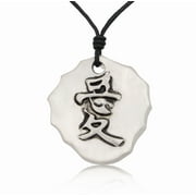 Chinese Word Love Silver Pewter Charm Necklace Pendant Jewelry With Cotton Cord