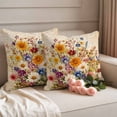 thumbnail image 3 of Pack of 2 Outdoor Pillow Covers 24x24 Inch Waterproof Spring Floral Throw Pillow Covers,Decorative Couch Pillow Shams Protectors Vintage Summer Botanical Flowers Patio Pillowcases Cushion Covers, 3 of 8