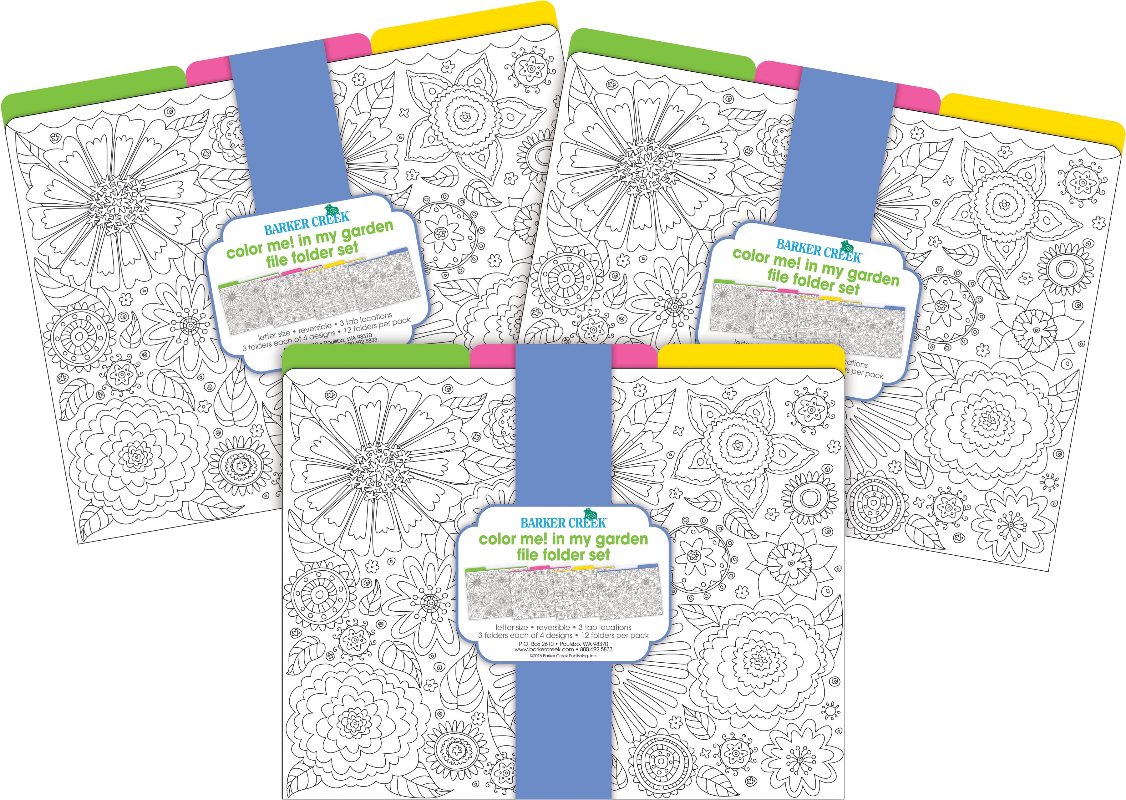 Barker Creek Tab File Folders, Letter Size, Color Me! In My Garden, Pack Of 36 Folders