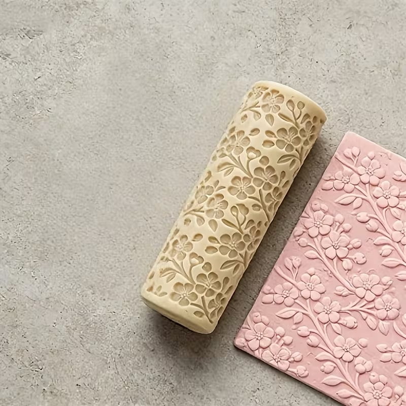 Retro Style Small Flower Polymer Clay Embossed Texture Roller - Creative Ceramic Sculpture Tool