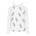 thumbnail image 4 of Mujeres de manga larga de malla ahueca hacia fuera el hombro frío camisas casuales fuera del hombro pulóver a rayas con cuello en V blusa túnica Tops Pompotops gfhjh22064, 4 of 8