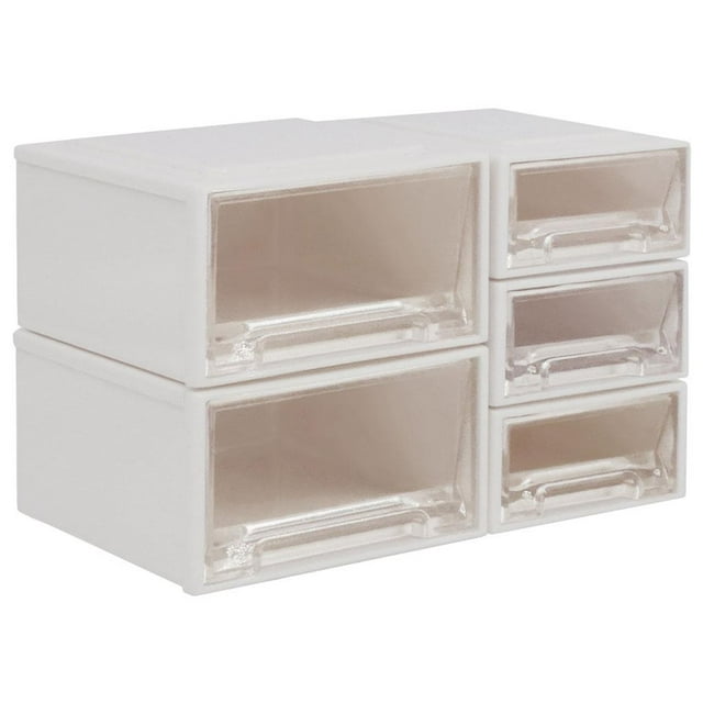 Caja de plástico multicolor Zulema Cesta de almacenamiento en miniatura Blanco y claro