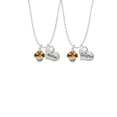 thumbnail image 2 of Delight Jewelry Goldtone Translucent Brown Center with Clear Crystals Spinner Mother & Daughter Heart Necklaces (Set of 2), 19"+2", 2 of 4